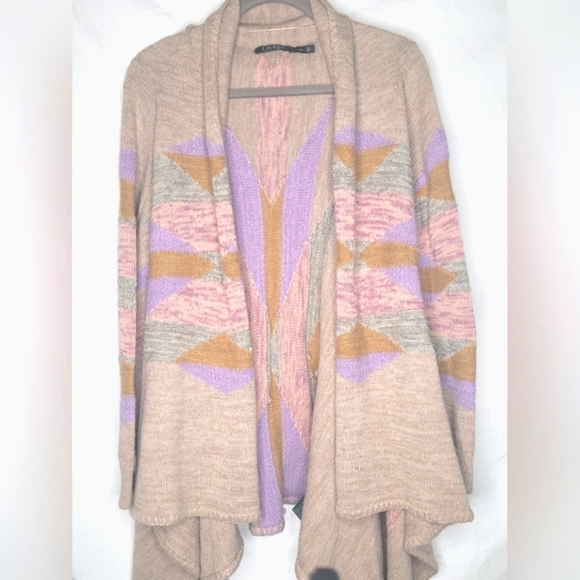 Lauren Ralph Lauren Open Cardigan L/XL Sweater Browns Purples Pinks Stunning ๐ - Picture 2 of 7